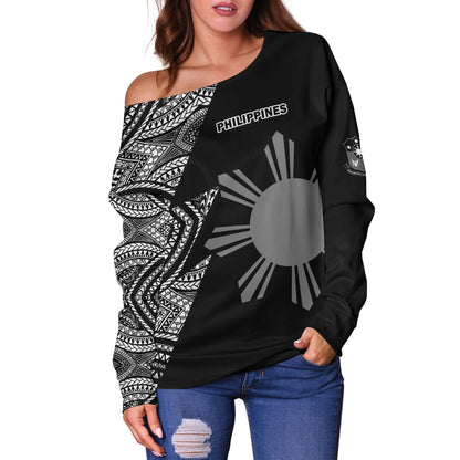 Philippines Filipinos Custom Personalised Off Shoulder Sweatshirt Flash Style