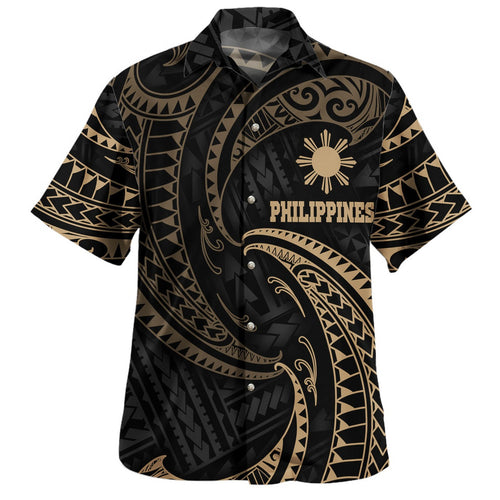 Philippines Filipinos Hawaiian Shirt Gold Tribal Wave