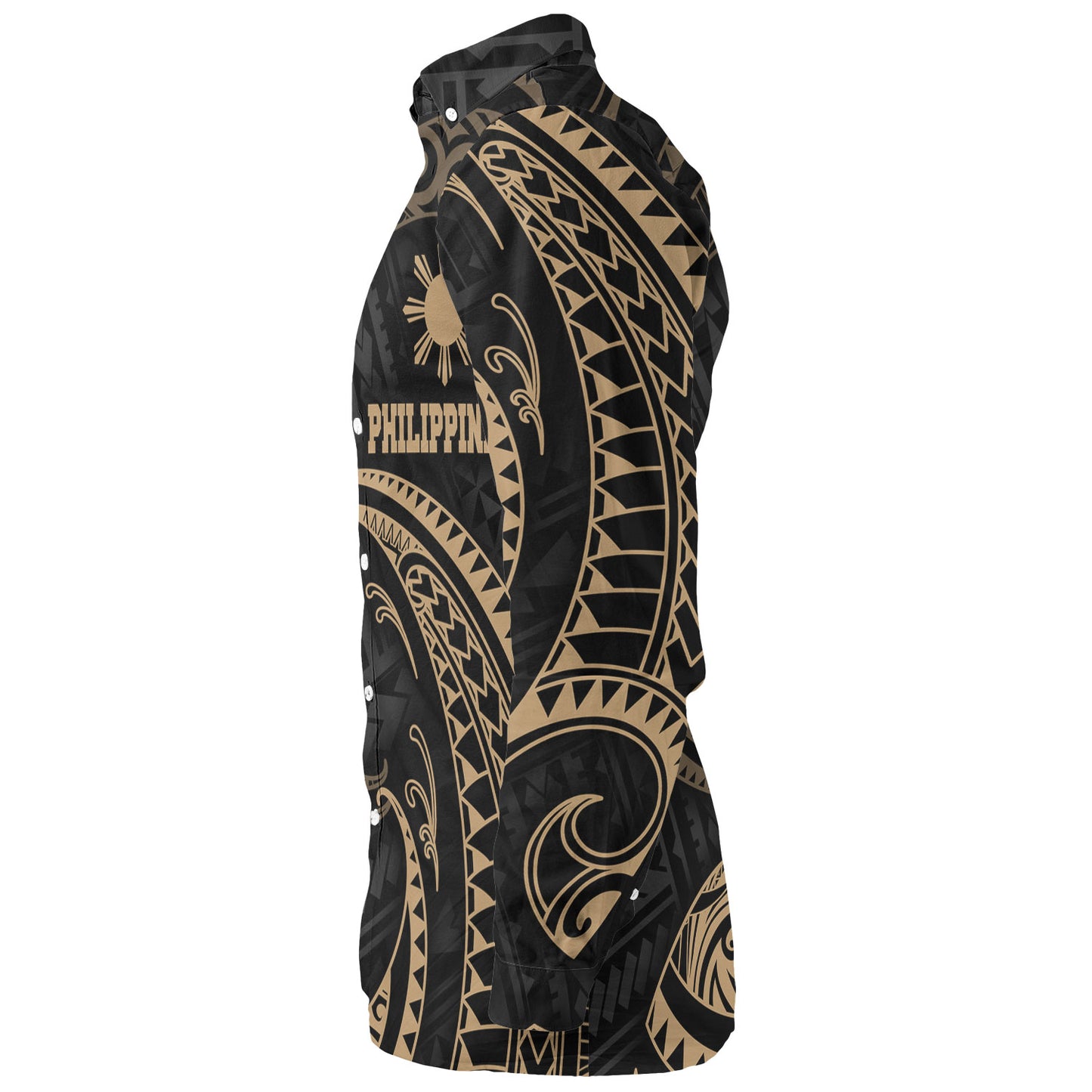 Philippines Filipinos Long Sleeve Shirt Gold Tribal Wave