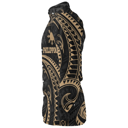 Philippines Filipinos Long Sleeve Shirt Gold Tribal Wave