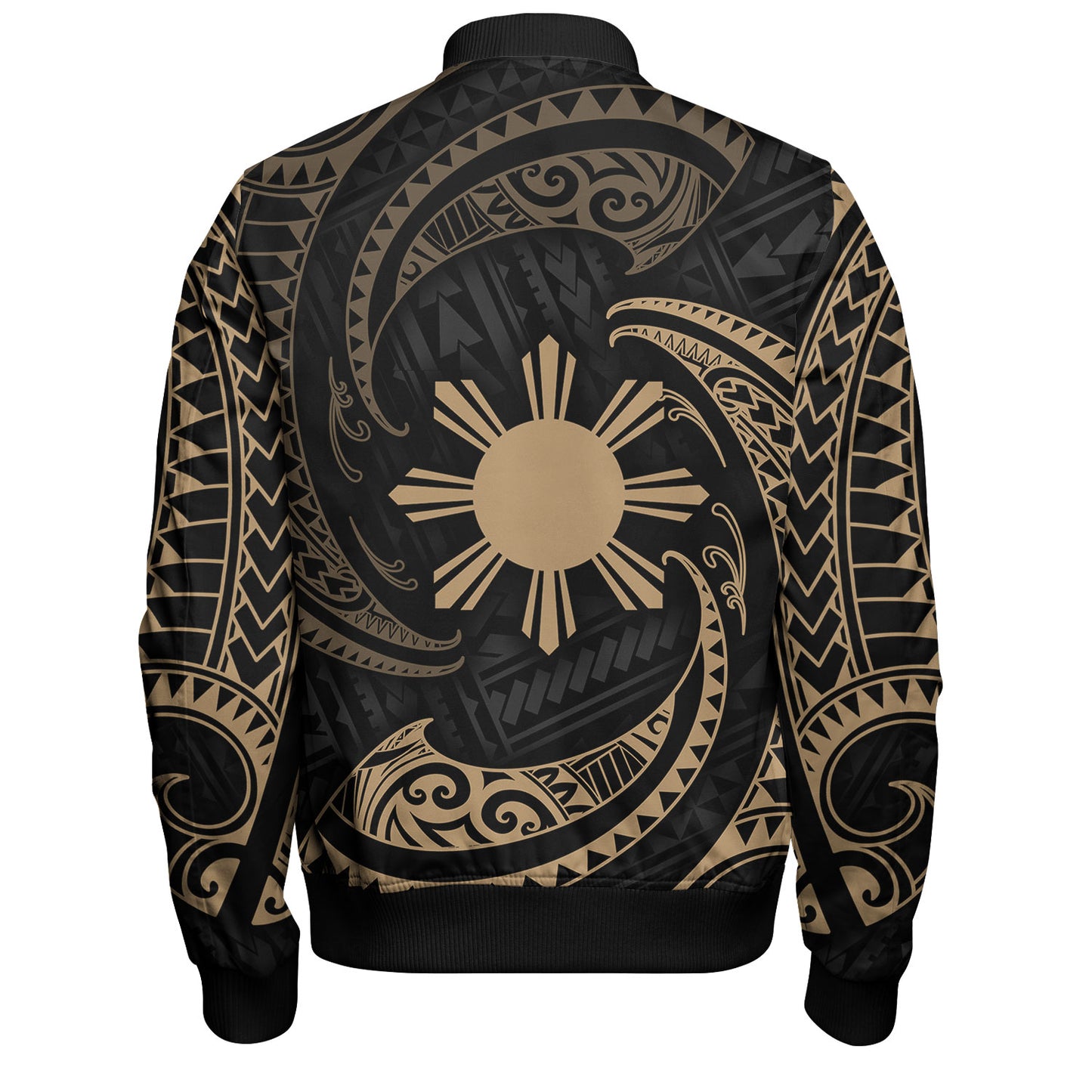 Philippines Filipinos Bomber Jacket Gold Tribal Wave