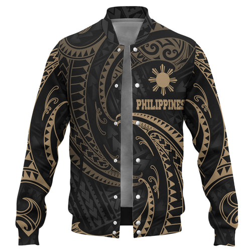 Philippines Filipinos Baseball Jacket Gold Tribal Wave