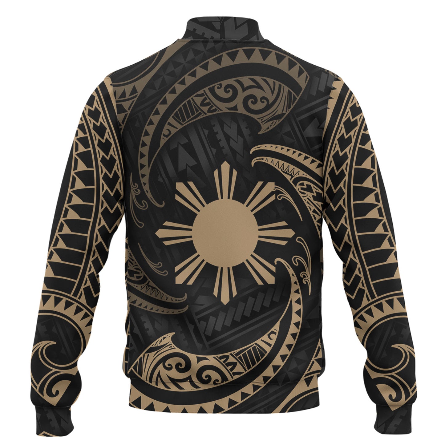 Philippines Filipinos Baseball Jacket Gold Tribal Wave