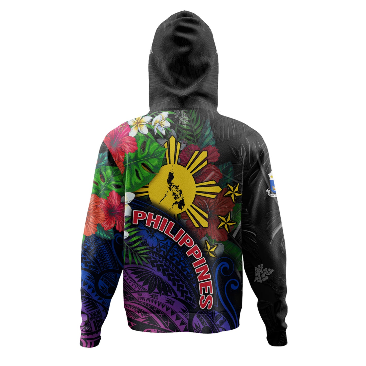 Philippines Filipinos Custom Personalised Hoodie Hibiscus And Plumeria With Palm Branches Vintage Style