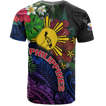 Philippines Filipinos Custom Personalised T-Shirt Hibiscus And Plumeria With Palm Branches Vintage Style