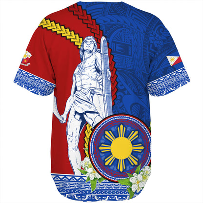Philippines Filipinos Baseball Shirt Lapu Lapu King Jasmine Flowers Curve Design