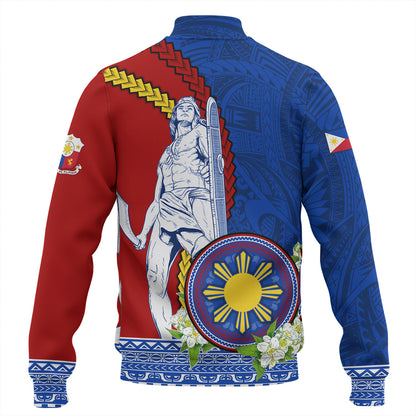 Philippines Filipinos Baseball Jacket Lapu Lapu King Jasmine Flowers Curve Design