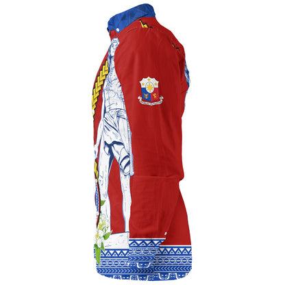 Philippines Filipinos Long Sleeve Shirt Lapu Lapu King Jasmine Flowers Curve Design