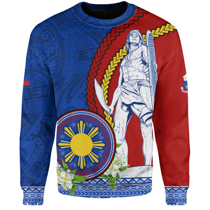 Philippines Filipinos Sweatshirt Lapu Lapu King Jasmine Flowers Curve Design