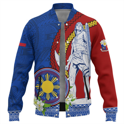 Philippines Filipinos Baseball Jacket Lapu Lapu King Jasmine Flowers Curve Design