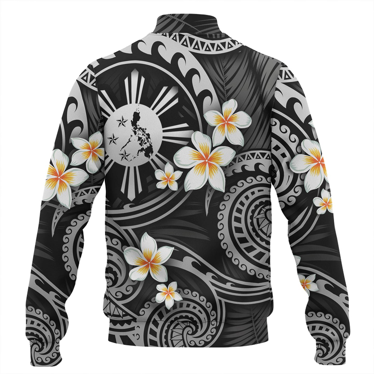 Philippines Filipinos Baseball Jacket Plumeria Flowers Tribal Motif Style