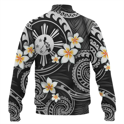 Philippines Filipinos Baseball Jacket Plumeria Flowers Tribal Motif Style
