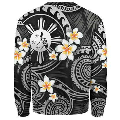Philippines Filipinos Sweatshirt Plumeria Flowers Tribal Motif Style