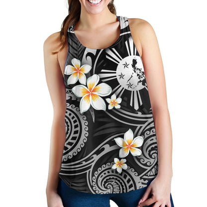 Philippines Filipinos Women Tank Plumeria Flowers Tribal Motif Style
