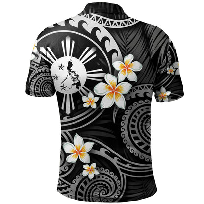 Philippines Filipinos Polo Shirt Plumeria Flowers Tribal Motif Style