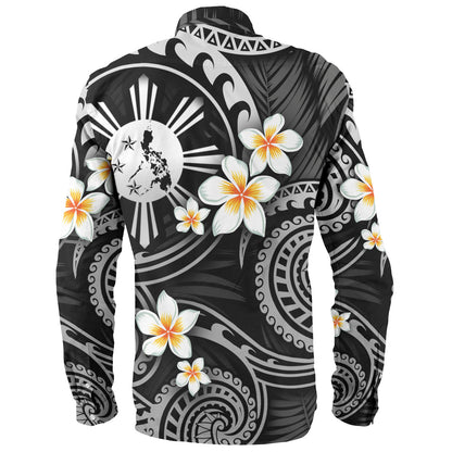 Philippines Filipinos Long Sleeve Shirt Plumeria Flowers Tribal Motif Style