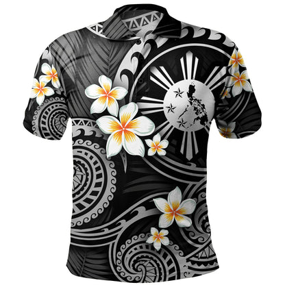 Philippines Filipinos Polo Shirt Plumeria Flowers Tribal Motif Style