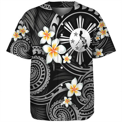 Philippines Filipinos Baseball Shirt Plumeria Flowers Tribal Motif Style
