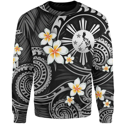 Philippines Filipinos Sweatshirt Plumeria Flowers Tribal Motif Style