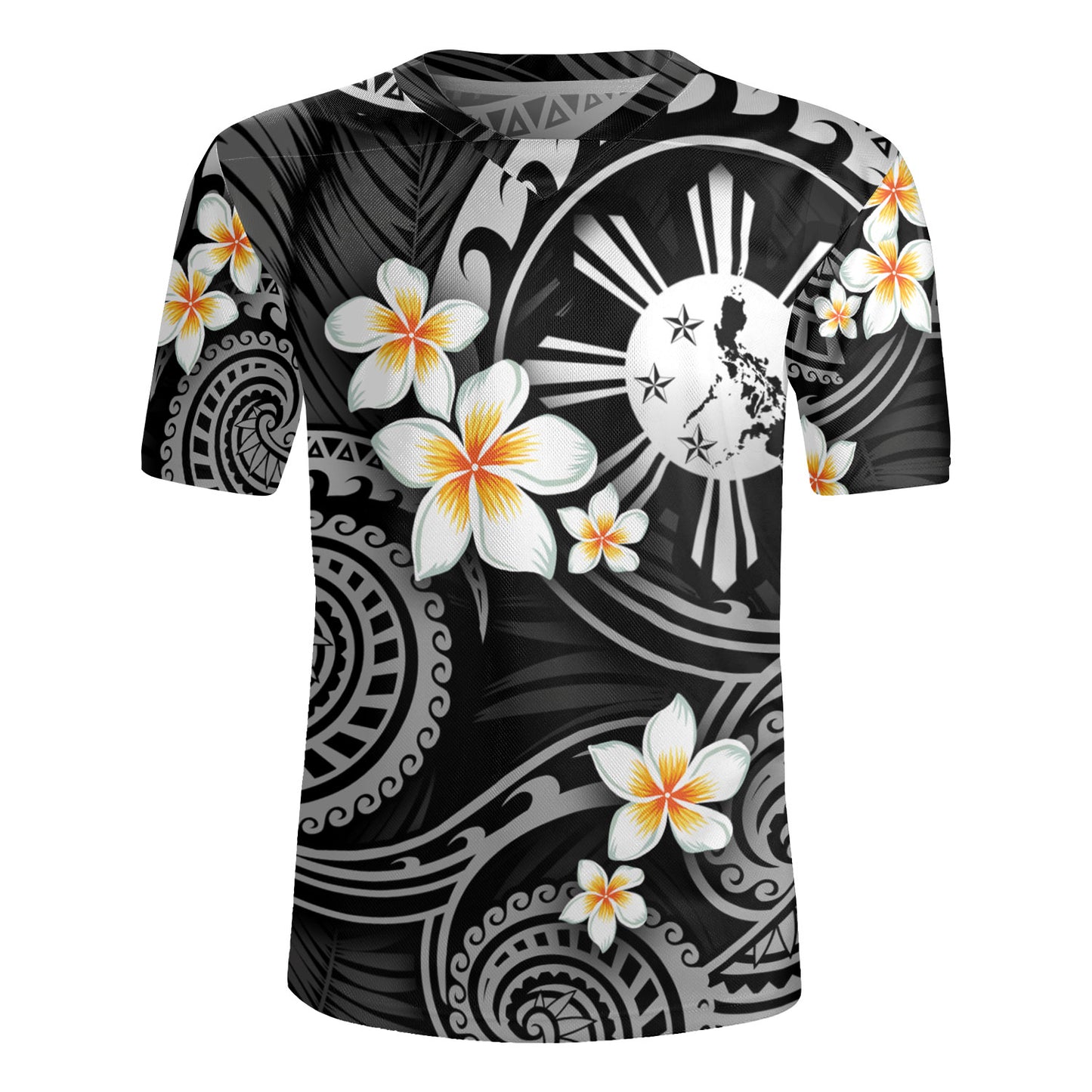 Philippines Filipinos Rugby Jersey Plumeria Flowers Tribal Motif Style