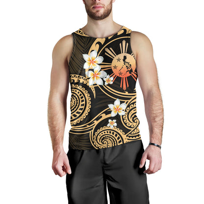 Philippines Filipinos Tank Top Plumeria Flowers Tribal Motif Style