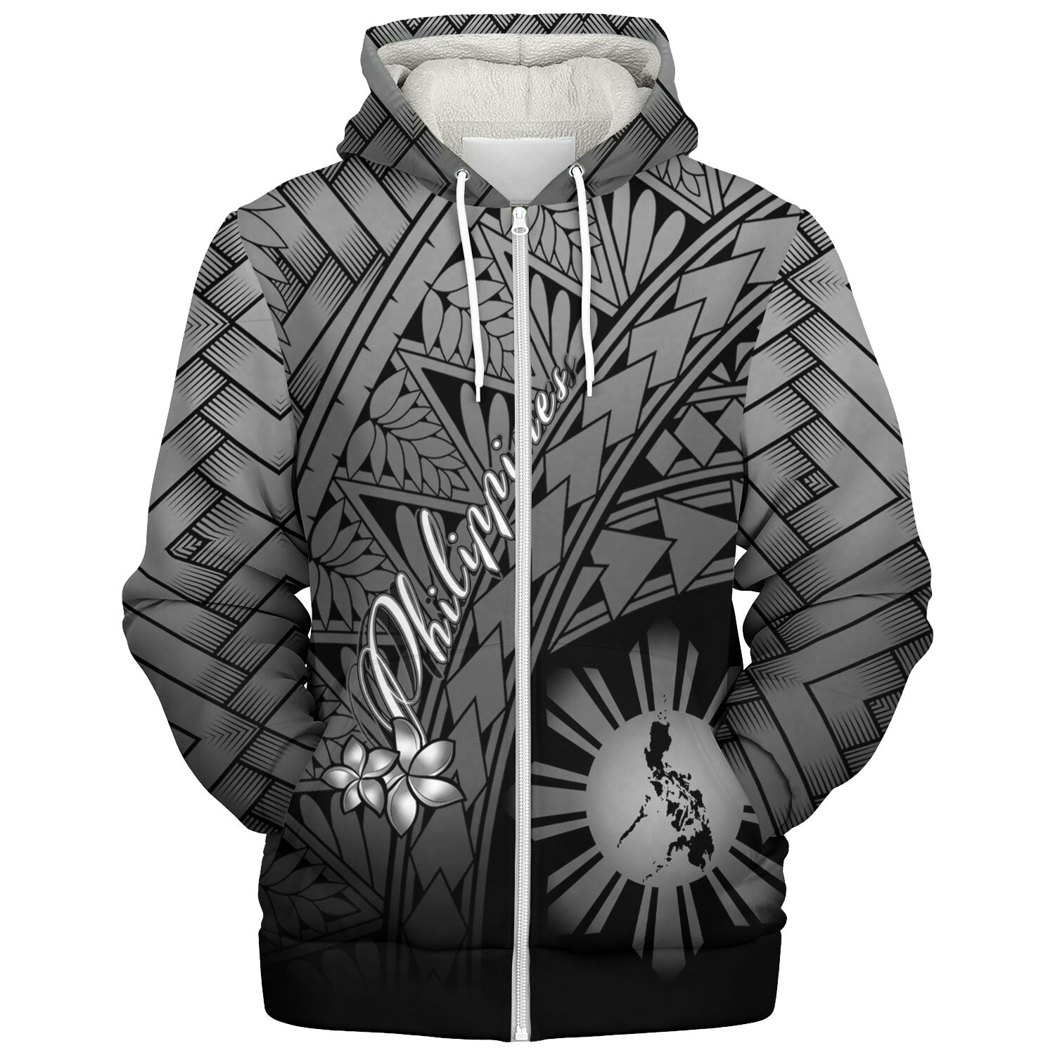 Philippines Filipinos Custom Personalised Sherpa Hoodie Plumeria Tattoo Tribal