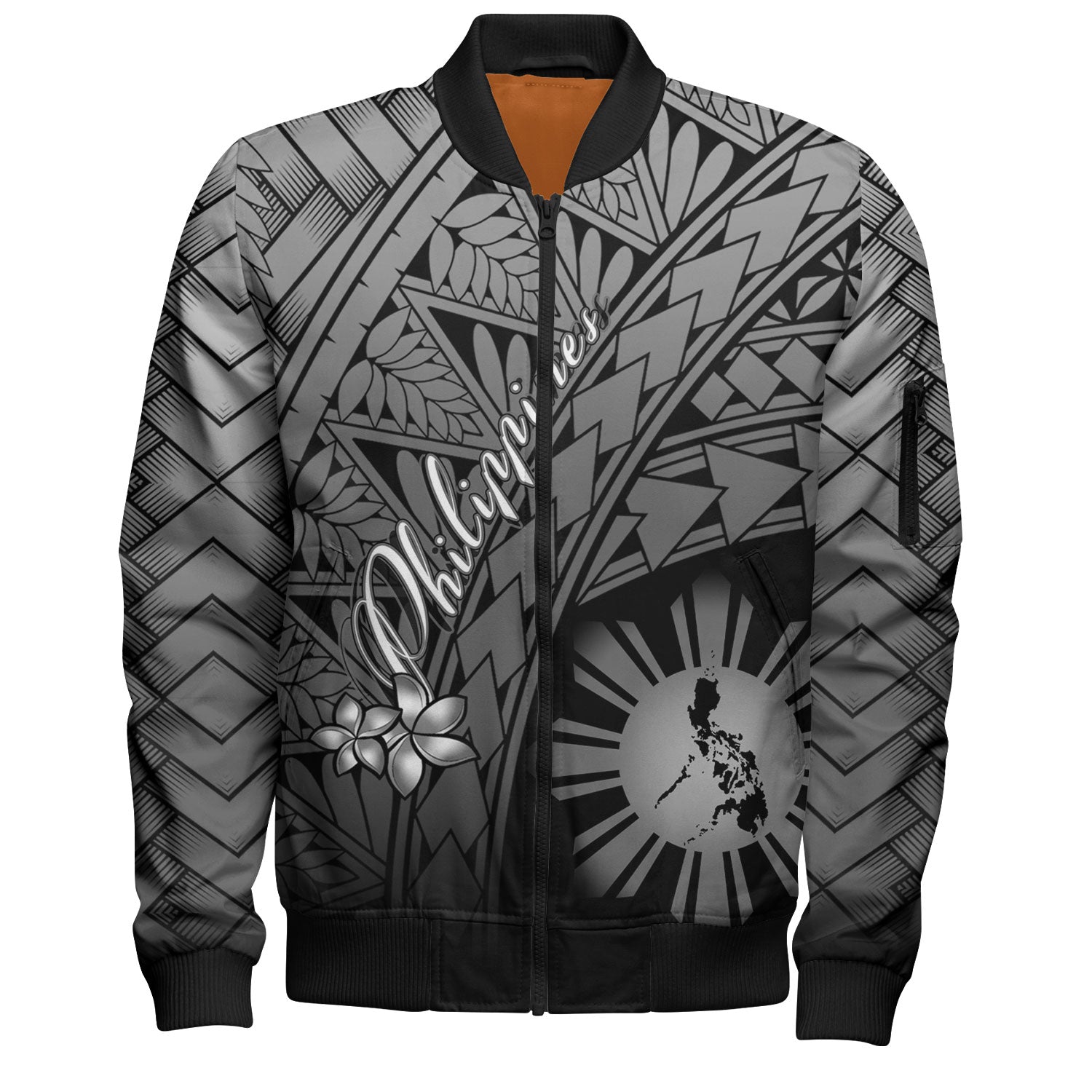 Philippines Filipinos Custom Personalised Bomber Jacket Plumeria Tattoo Tribal