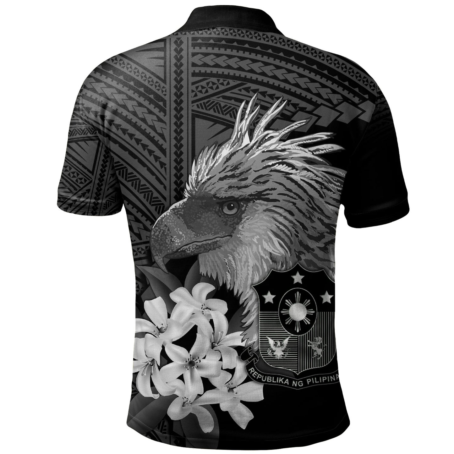 Philippines Filipinos Custom Personalised Polo Shirt Sampaguita Jasmine Philippines Eagle Tattoo Tribal