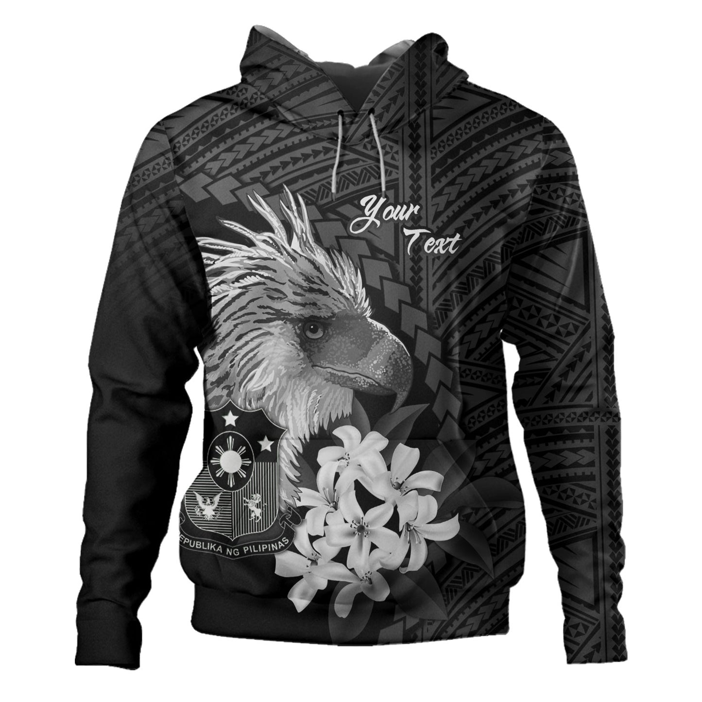 Philippines Filipinos Custom Personalised Hoodie Sampaguita Jasmine Philippines Eagle Tattoo Tribal