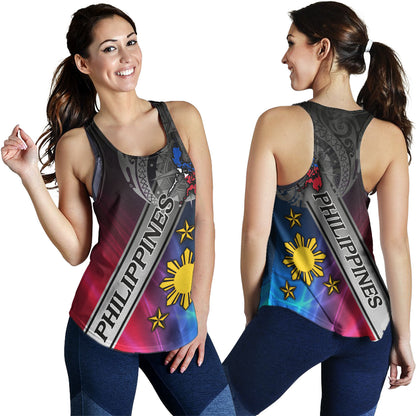 Philippines Filipinos Women Tank Seal Map Curve Style