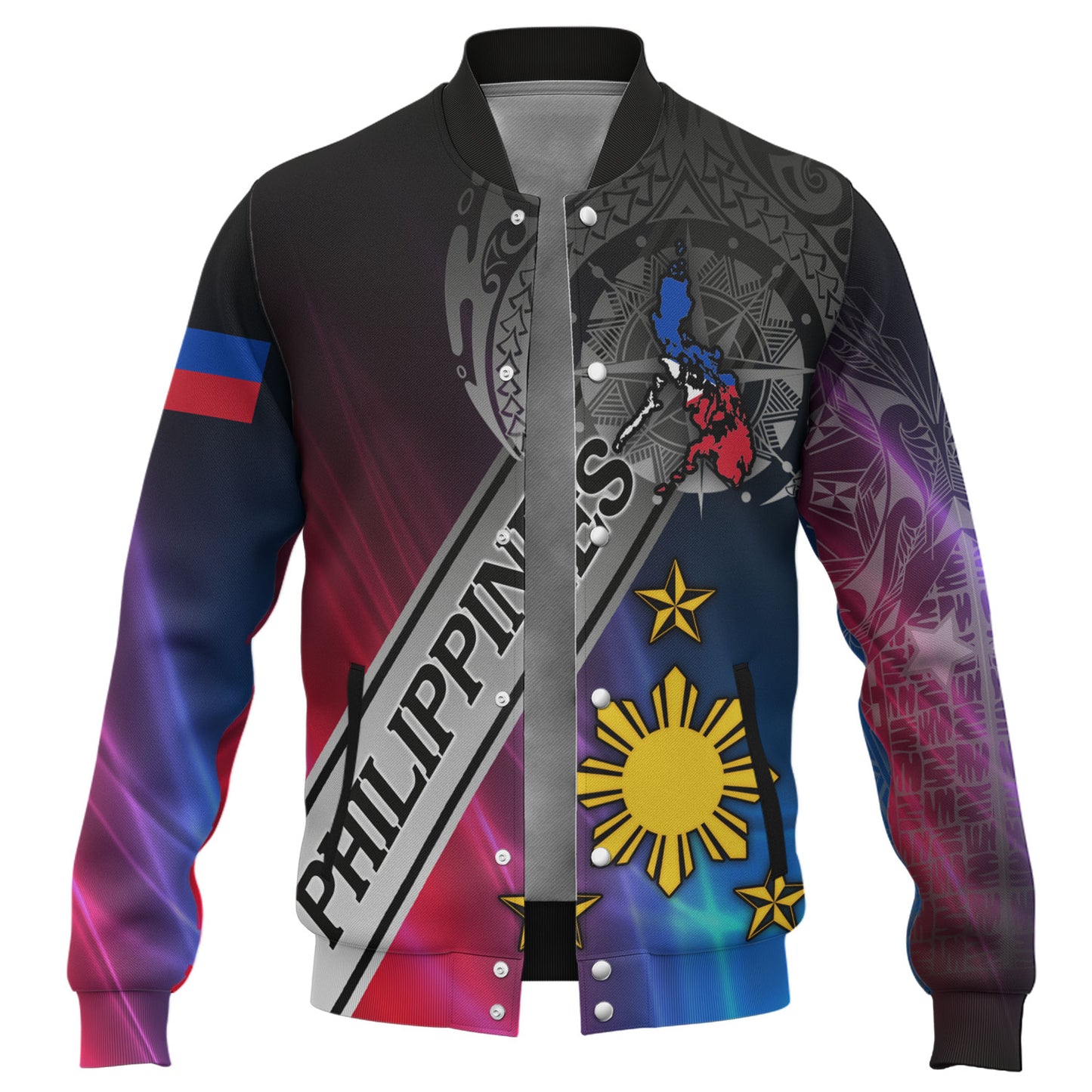 Philippines Filipinos Baseball Jacket Seal Map Curve Style