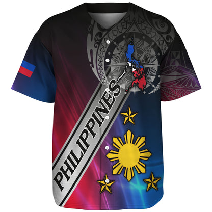 Philippines Filipinos Baseball Shirt Seal Map Curve Style