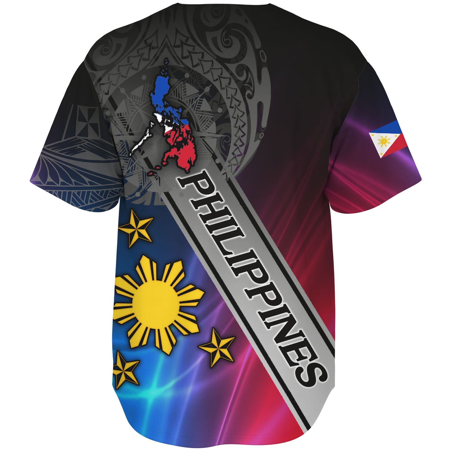 Philippines Filipinos Baseball Shirt Seal Map Curve Style