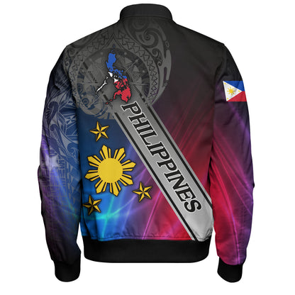 Philippines Filipinos Bomber Jacket Seal Map Curve Style