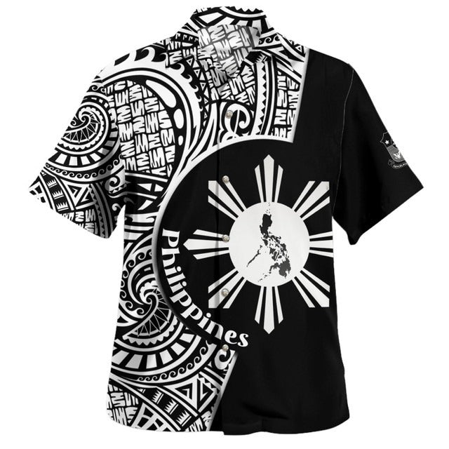 Philippines Filipinos Custom Personalised Hawaiian Shirt Sun And Map Lauhala Patterns Style