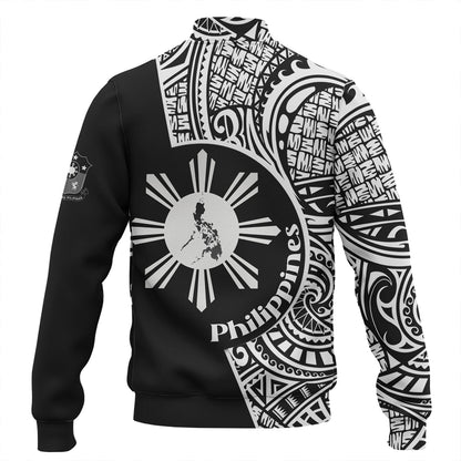 Philippines Filipinos Custom Personalised Baseball Jacket Sun And Map Lauhala Patterns Style