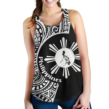 Philippines Filipinos Custom Personalised Women Tank Sun And Map Lauhala Patterns Style
