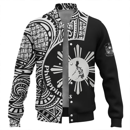 Philippines Filipinos Custom Personalised Baseball Jacket Sun And Map Lauhala Patterns Style