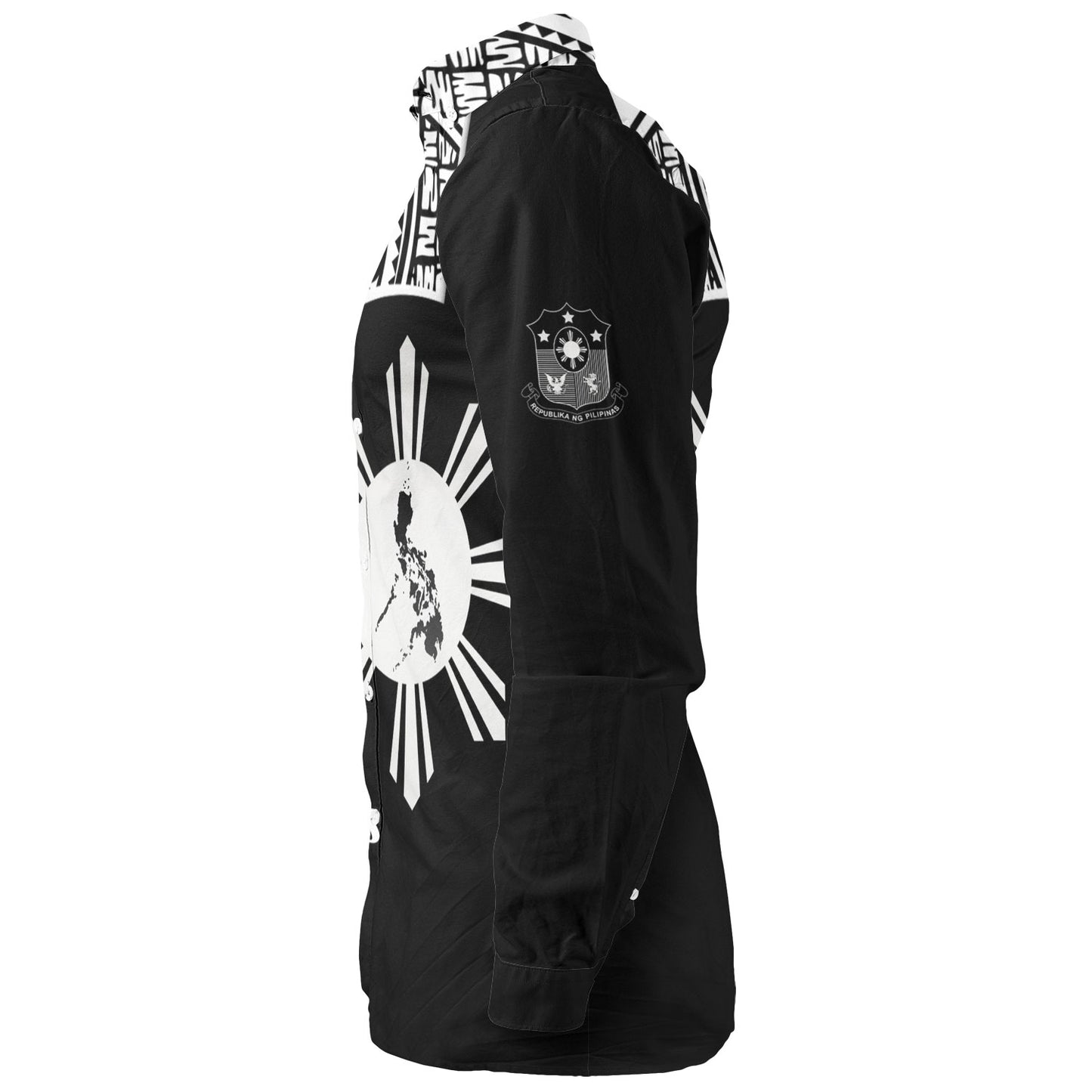 Philippines Filipinos Custom Personalised Long Sleeve Shirt Sun And Map Lauhala Patterns Style