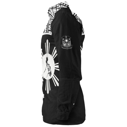 Philippines Filipinos Custom Personalised Long Sleeve Shirt Sun And Map Lauhala Patterns Style