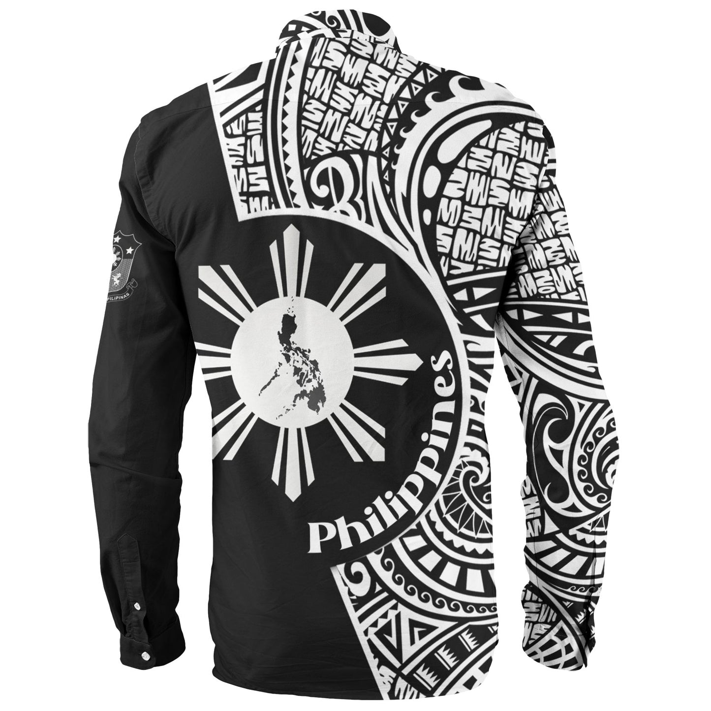 Philippines Filipinos Custom Personalised Long Sleeve Shirt Sun And Map Lauhala Patterns Style