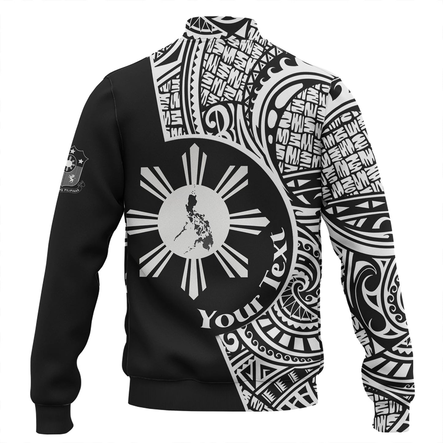 Philippines Filipinos Custom Personalised Baseball Jacket Sun And Map Lauhala Patterns Style