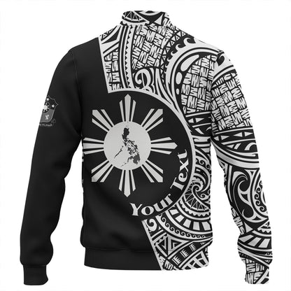 Philippines Filipinos Custom Personalised Baseball Jacket Sun And Map Lauhala Patterns Style