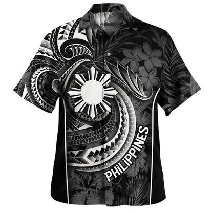 Philippines Filipinos Custom Personalised Hawaiian Shirt Sun Tribal Patterns Tropical Flowers Curve Style