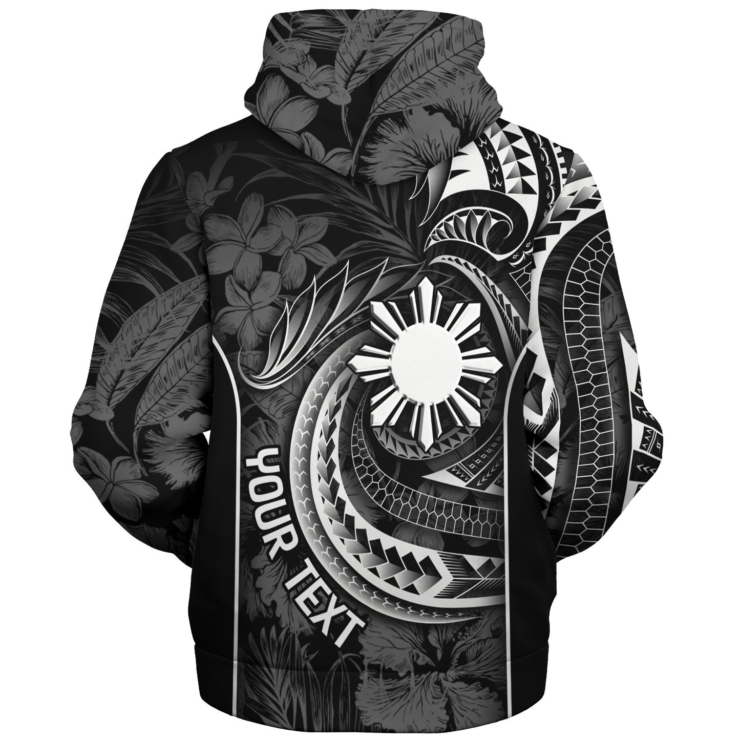 Philippines Filipinos Custom Personalised Sherpa Hoodie Sun Tribal Patterns Tropical Flowers Curve Style