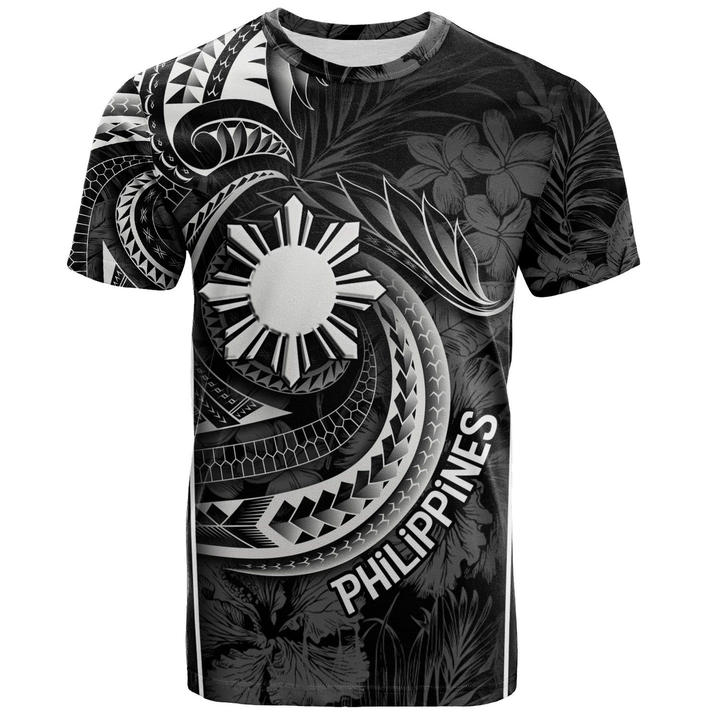 Philippines Filipinos Custom Personalised T-Shirt Sun Tribal Patterns Tropical Flowers Curve Style