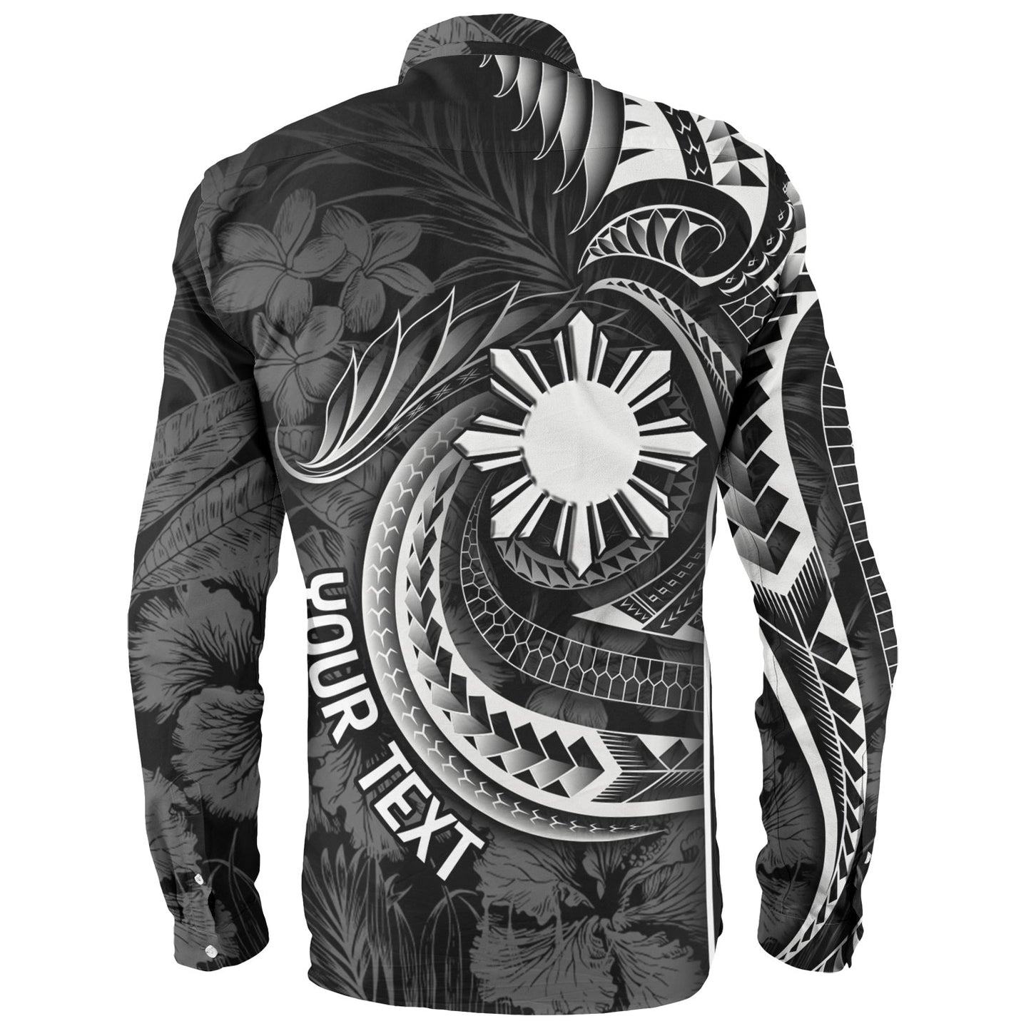 Philippines Filipinos Custom Personalised Long Sleeve Shirt Sun Tribal Patterns Tropical Flowers Curve Style