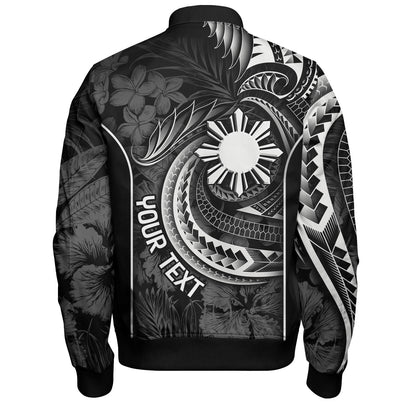 Philippines Filipinos Custom Personalised Bomber Jacket Sun Tribal Patterns Tropical Flowers Curve Style