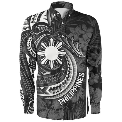 Philippines Filipinos Custom Personalised Long Sleeve Shirt Sun Tribal Patterns Tropical Flowers Curve Style