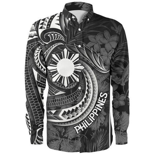 Philippines Filipinos Custom Personalised Long Sleeve Shirt Sun Tribal Patterns Tropical Flowers Curve Style